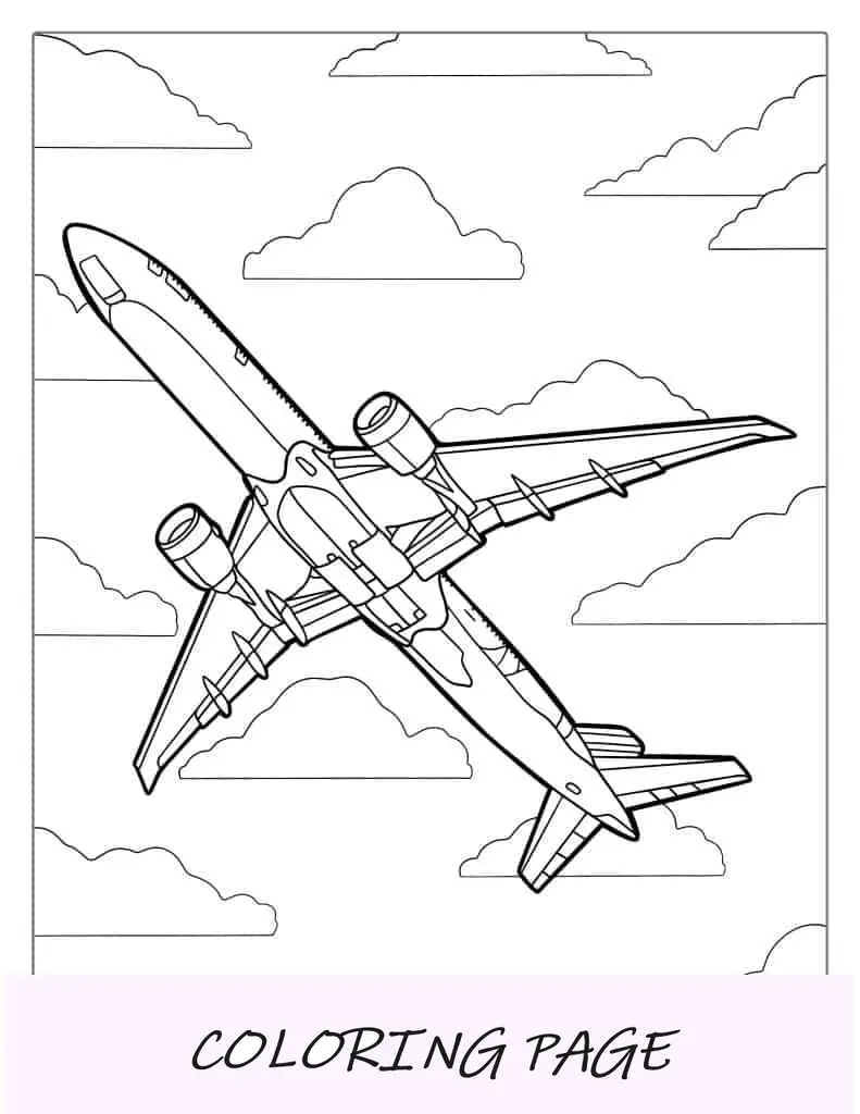 Debaixo do avião Airbus para colorir