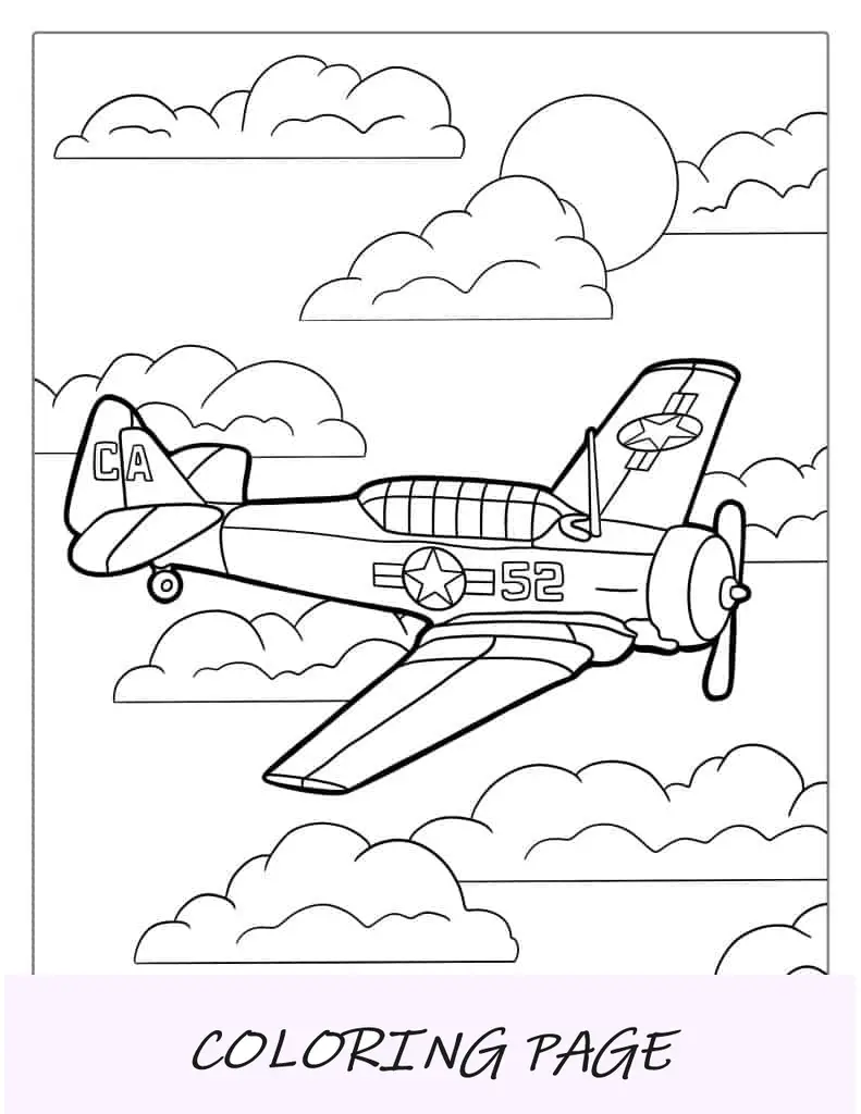 Página para colorir do avião VS-41 da 2ª Guerra Mundial