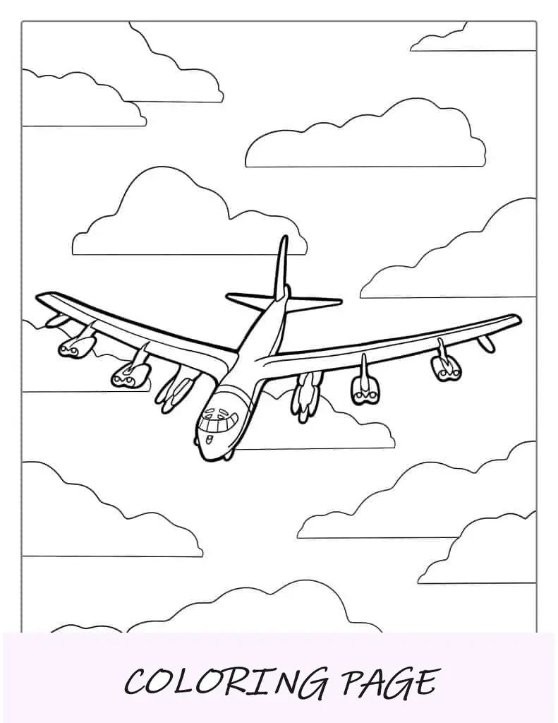 Avião B52 voando nas nuvens