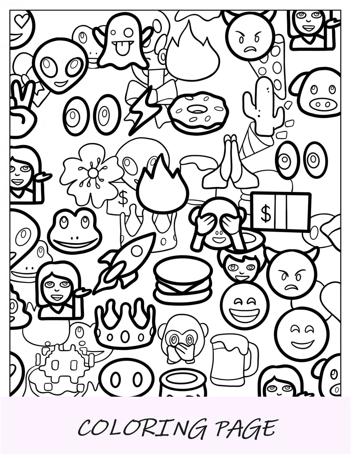 Pagina da colorare facile con emoji unicorno