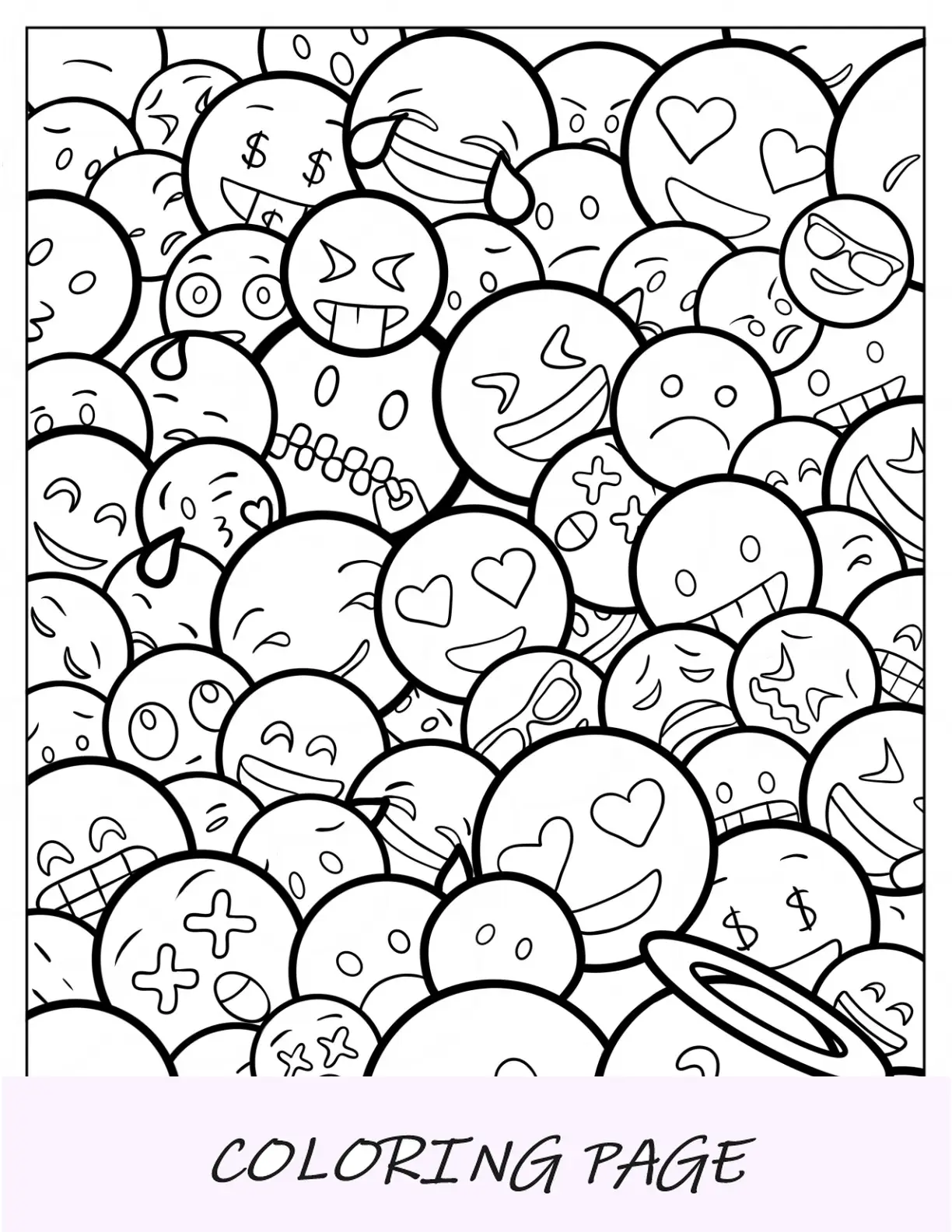 Pagina da colorare Emoji con faccia che urla di paura per bambini in età prescolare