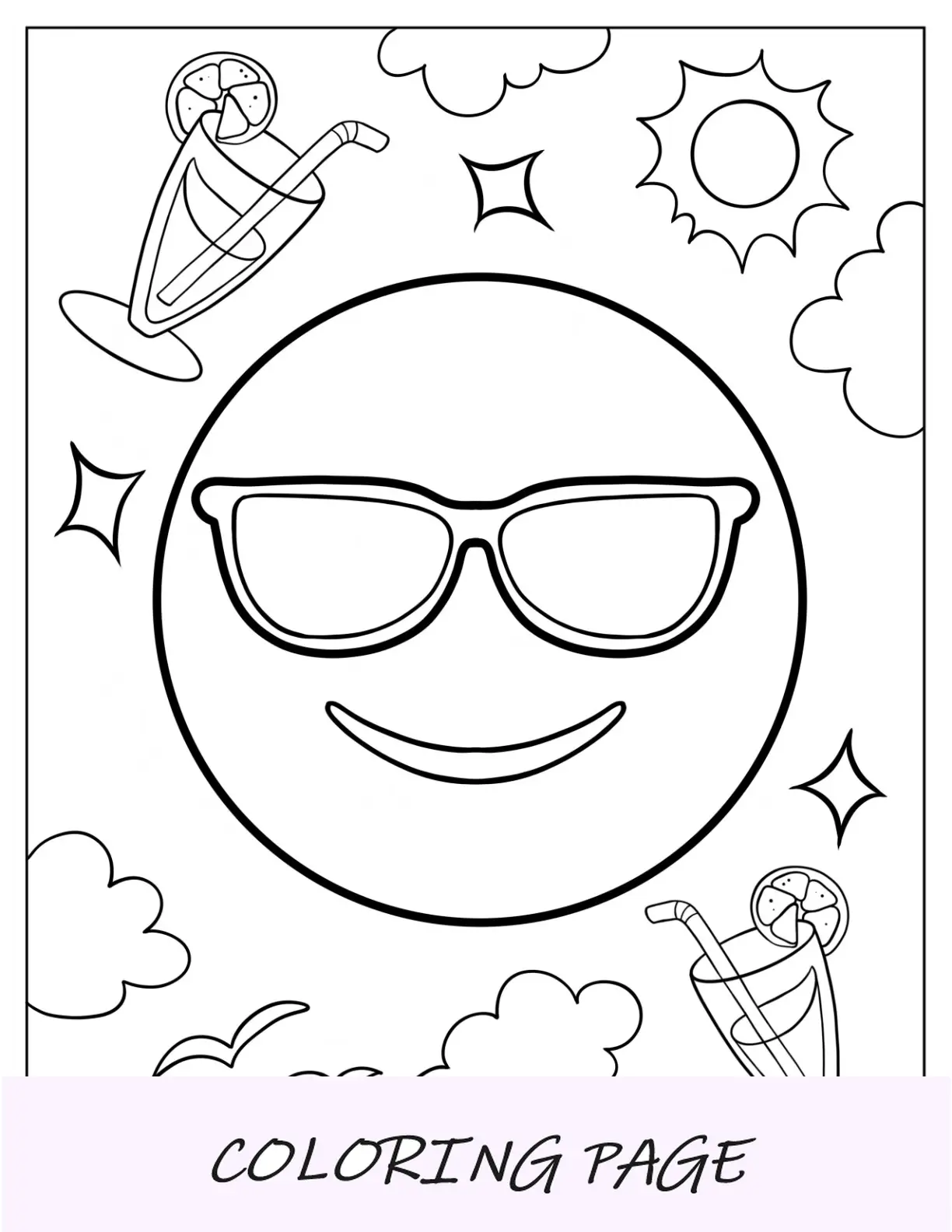 Volto sorridente con cuori Emoji da colorare per bambini in età prescolare