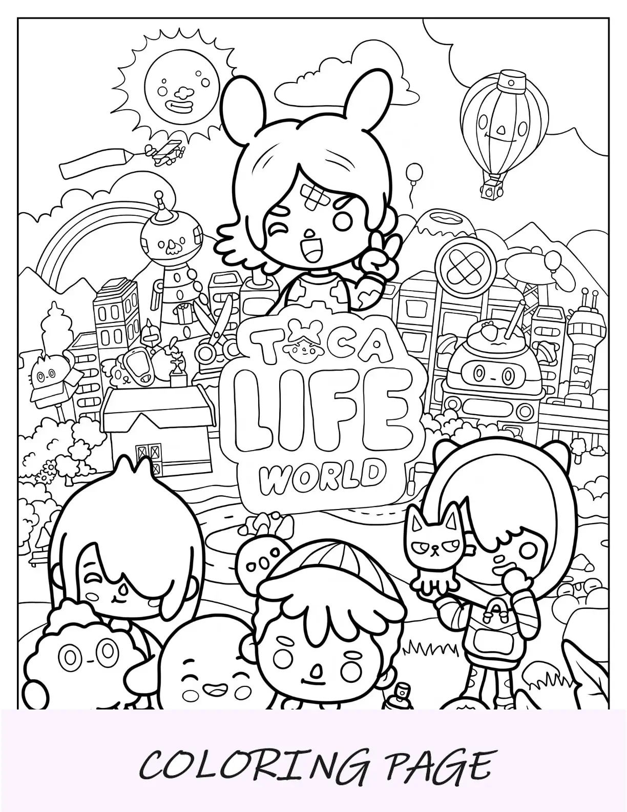 Folha para colorir de pôster do Toca Boca Life World