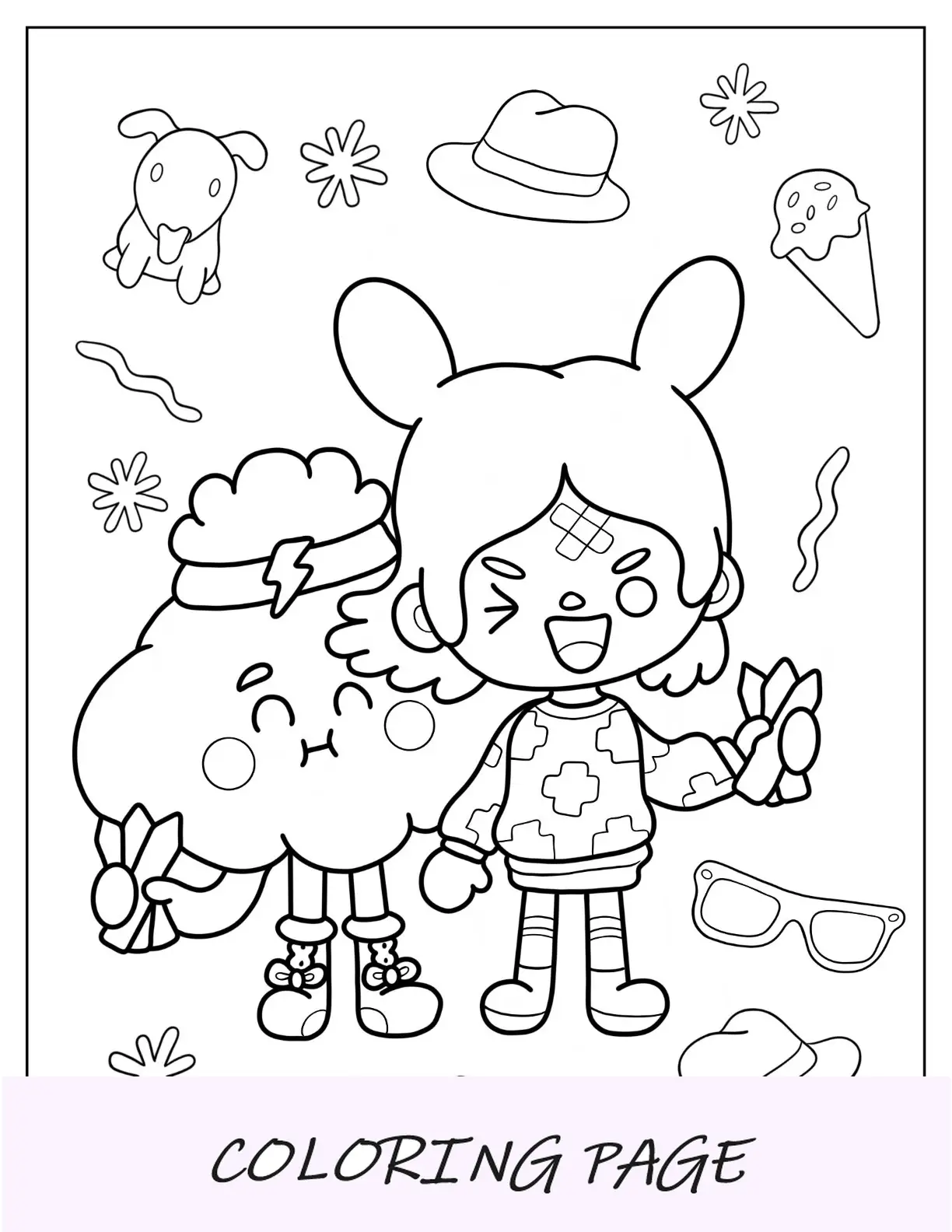 Toca Boca Girl e Cloud segurando lápis de cor Doodle