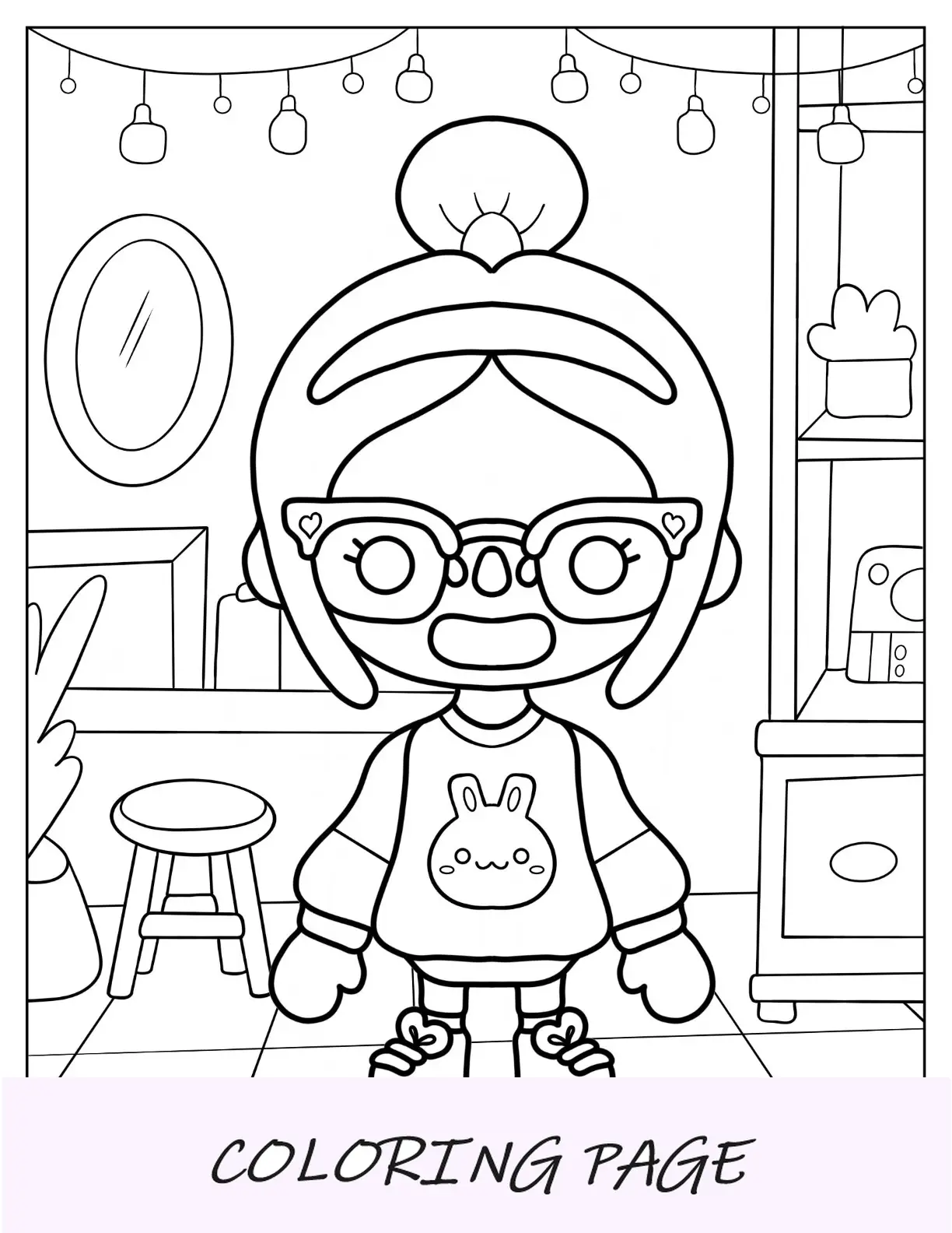 Desenho para colorir de Toca Boca Nerdy Girl assustada