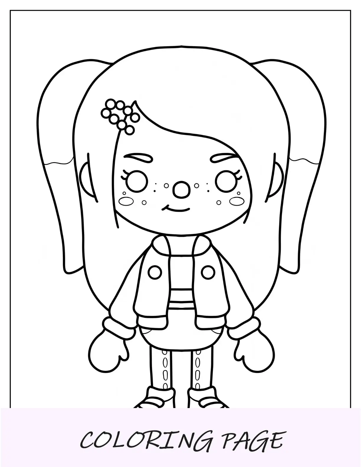 Folha para colorir de menina Toca Boca sardenta