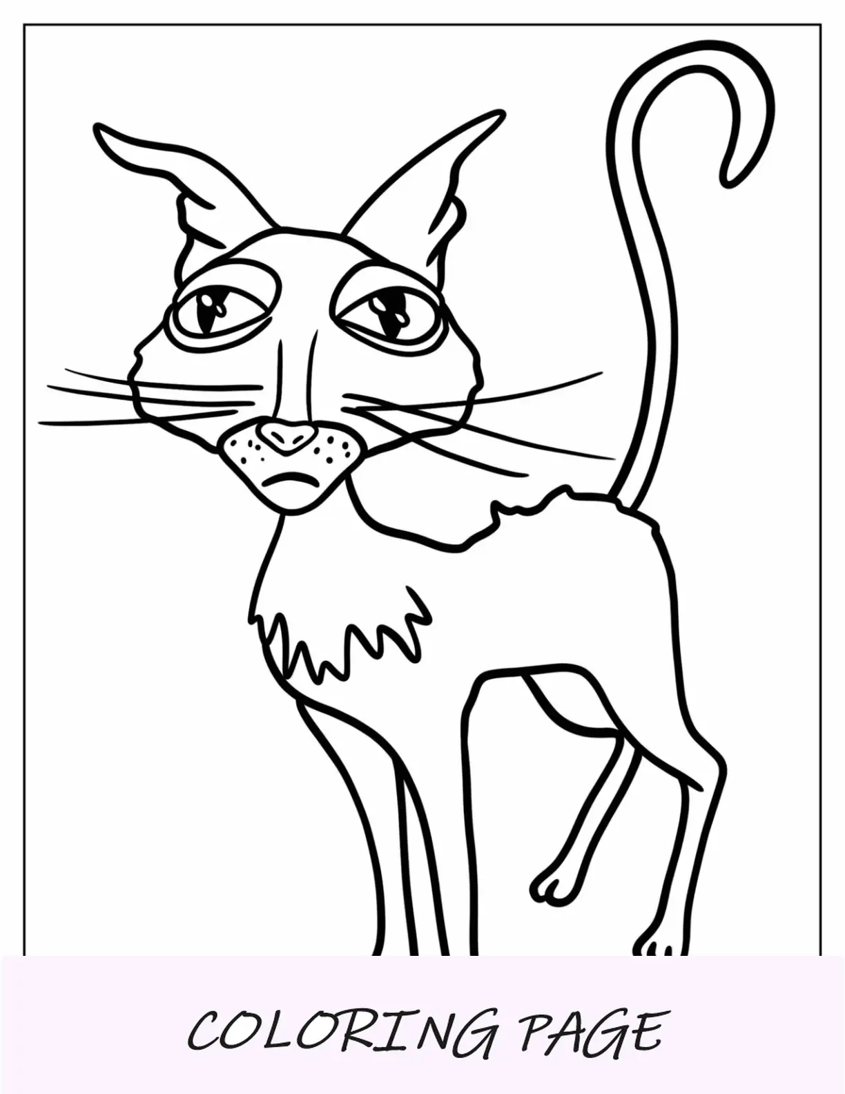 Página para colorear de Coraline de contorno de gato fácil para niños