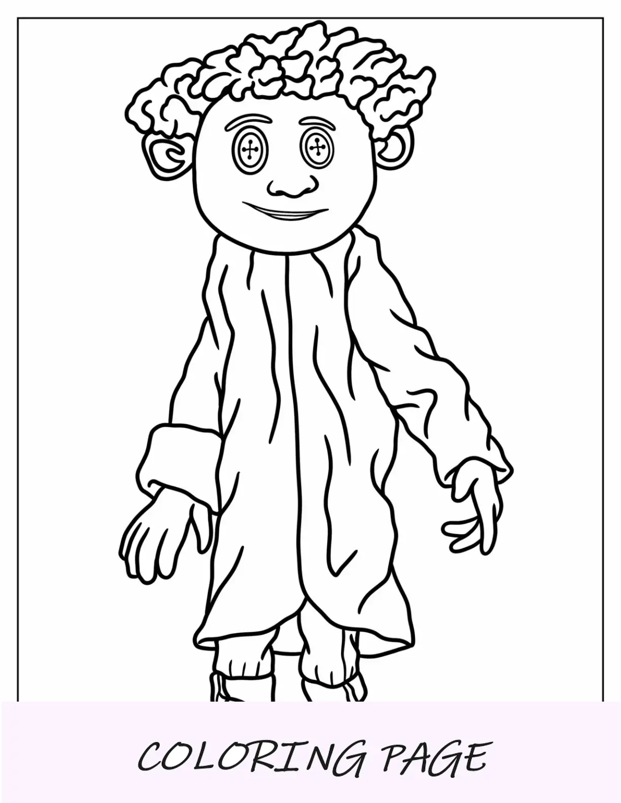 Página para colorear de Coraline del esquema simple de otros Wybie para niños