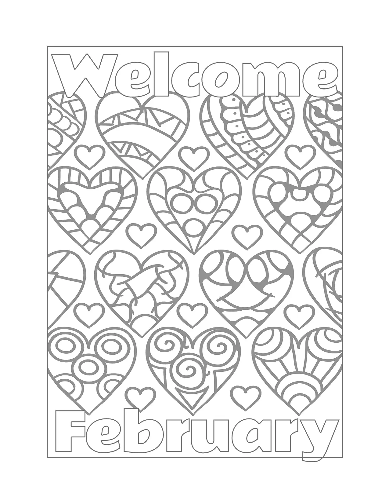 Páginas para colorear de febrero