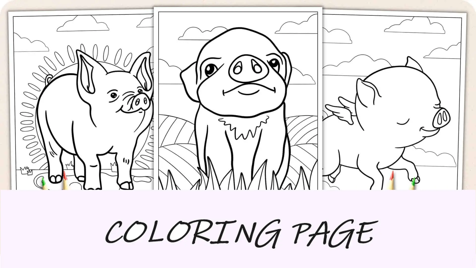 Desenhos para colorir de porco