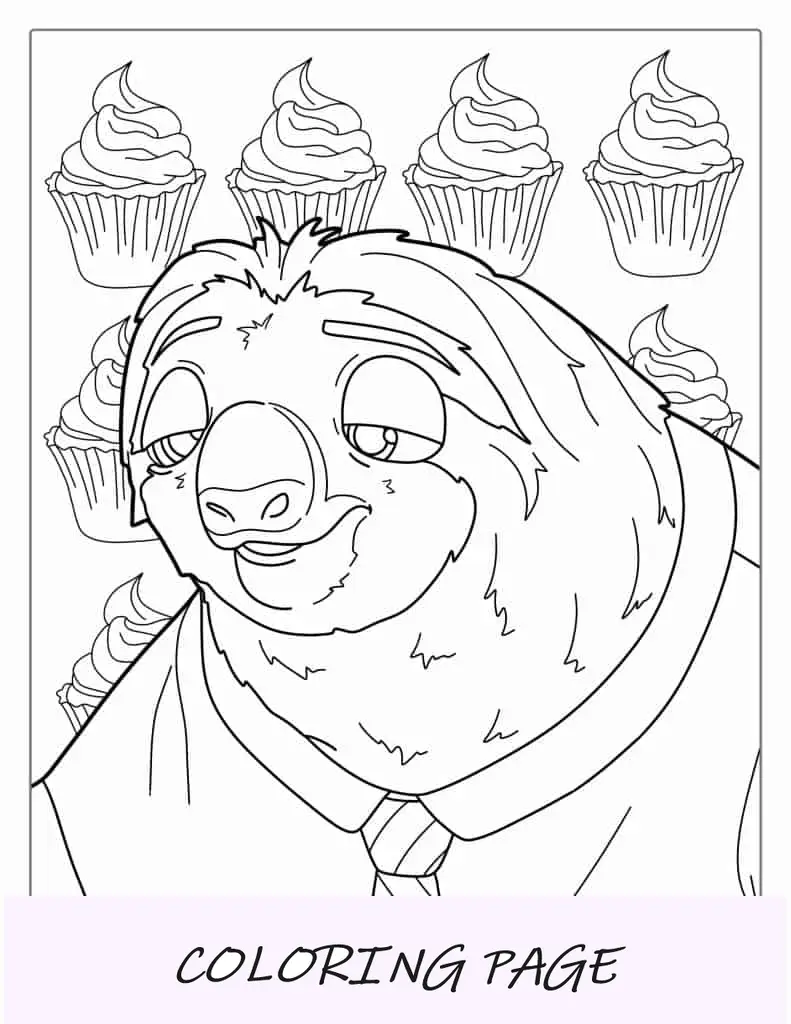 Faultier aus Zootopia Malvorlage