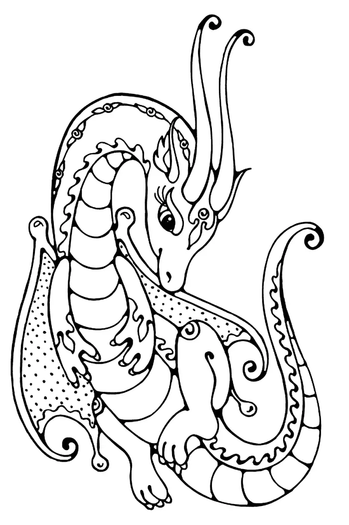Páginas para colorear del dragón del bebé