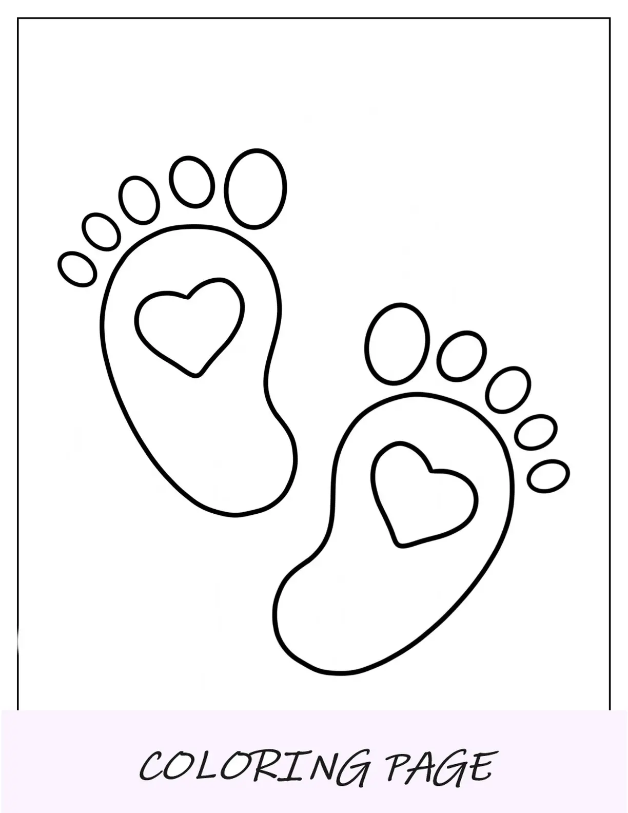 Página para colorear de bebé con huellas de corazones